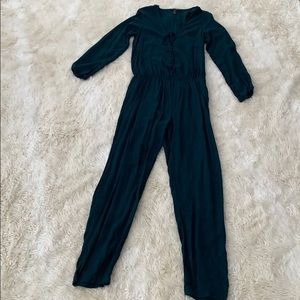 FOREVER21 Women’s Dark Green Long Sleeve Lightweight Jumpsuit Size S EUC